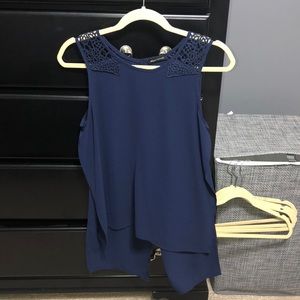 Navy Blue High Low Flowy Tank